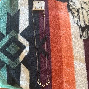 Wildflowers Gold Antler Pendant Necklace and earring set